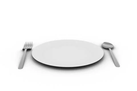 Empty plate with spoon Free Stock Illustration