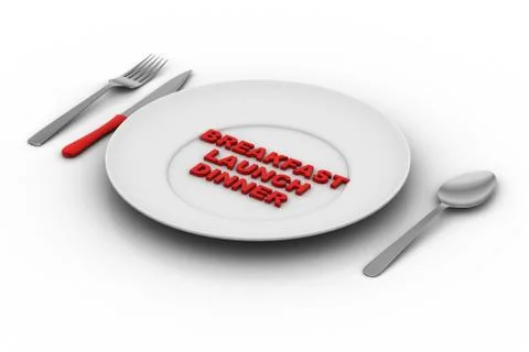 Empty plate with spoon, knife and fork Stock Illustration