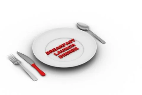 Empty plate with spoon, knife and fork Stock Illustration