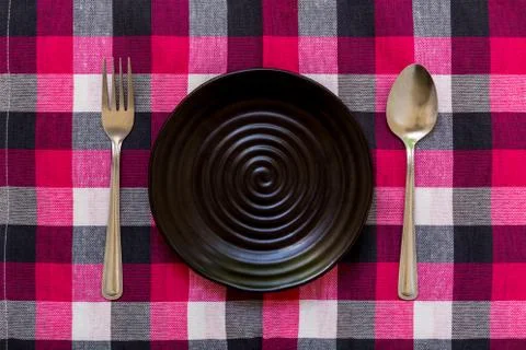 Empty Plate on Table / Empty Plate on Table Background Stock Photos