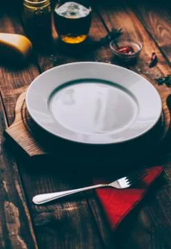 Empty Plate On Table Stock Photos