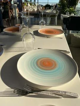 Empty plate on table Stock Photos