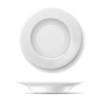 Empty plate. Top view dish side view ceramic cooking porcelain isolated element Stock Illustration