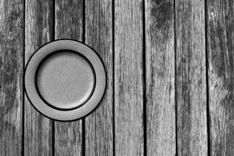 Empty plate on Wood background Stock Photos