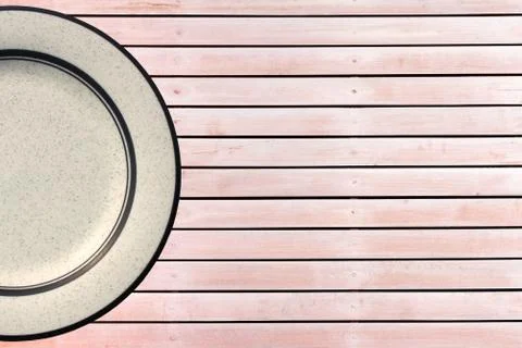 Empty plate on wood background Foto stock