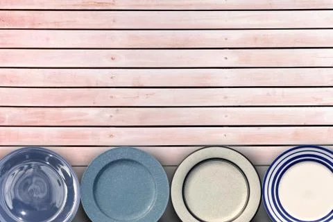 Empty plate on wood background Stock Photos