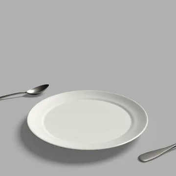 Empty plates on dinner table Stock Illustration