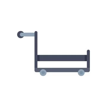 Empty platform hand truck with four wheels standing still Illustrazione stock