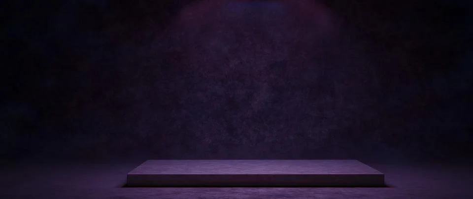 Empty Platform Podium Pedestal Studio Room Subtle Dim Bright Purple Colors Pr Stock Illustration