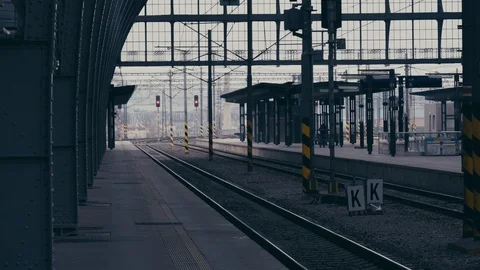 Empty platform on a railway station Stock Footage 85435301