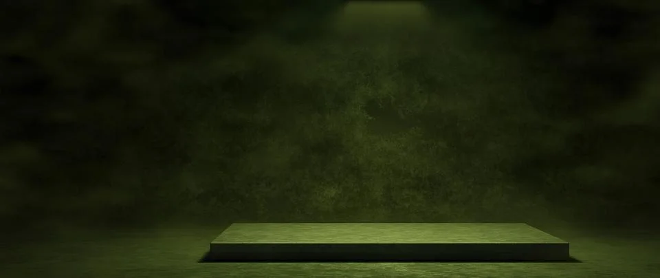 Empty Platform Stage Quiet Dark Green Colors Presentation Display Background  Иллюстрация