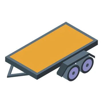Empty platform trailer for cargo transportation isometric view Stock Illustration