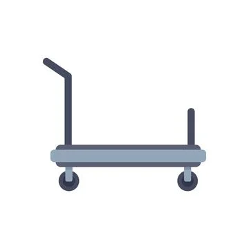 Empty platform trolley with handle on white background Illustration