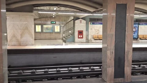 Empty Platforms at Rossio Metro Station, Lisbon Stock Footage 305289731