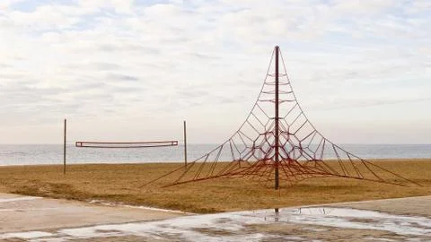 Empty playground in the beach Stock Photos