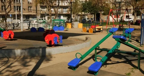 Empty playground in a city Stock Footage 94081893