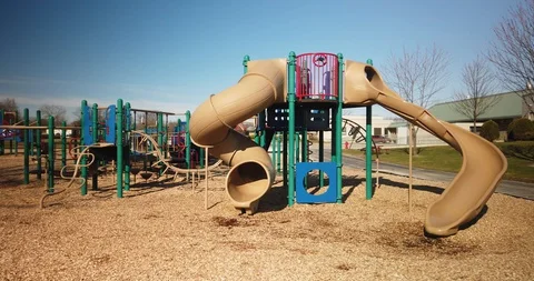 Empty Playground COVID-19 Self-isolation Stock Footage 128131696