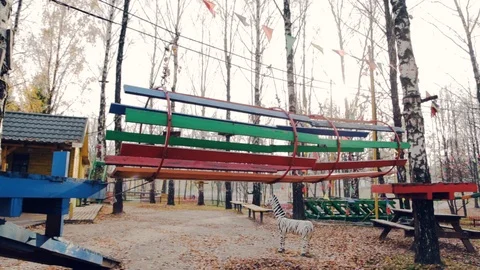 Empty playground with different equipment and a slide young activity fun kid Video stock 109462546