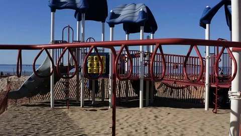 Empty Playground Drone Long Island Stock Footage 128297389
