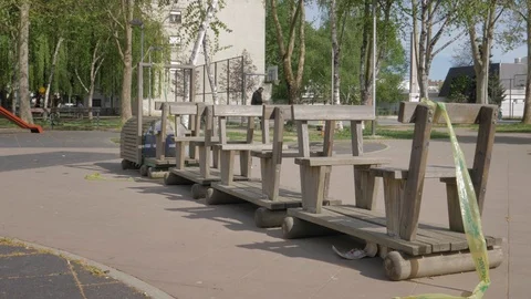 Empty playground due to Covid 19 Coronavirus Stock Footage 128536696
