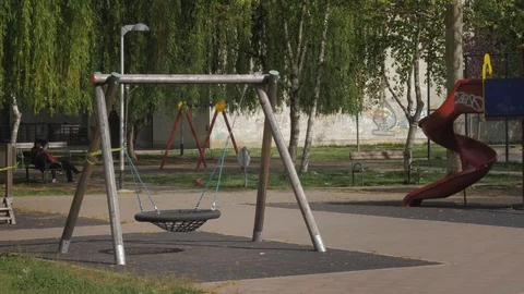 Empty playground due to Covid 19 Coronavirus Stock Footage 128536701