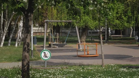 Empty playground due to Covid 19 Coronavirus Stock Footage 128536780