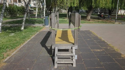 Empty playground due to Covid 19 Coronavirus Stock Footage 128536877