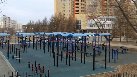 Empty Playground during an outbreak of the virus covid-19 Stock Footage 127734743