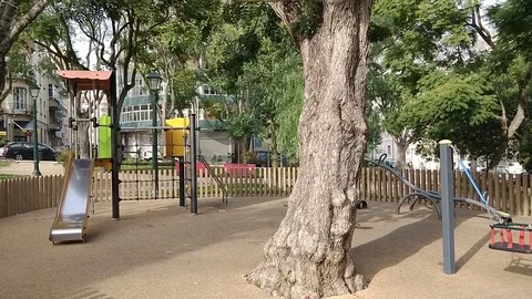 Empty playground Stockbeeldmateriaal 100975133