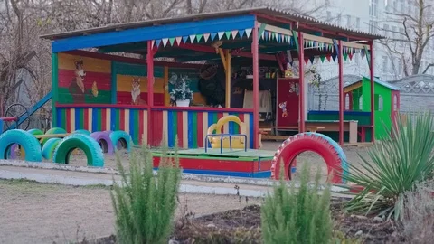 Empty playground in the kindergarten Stock Footage 126933607