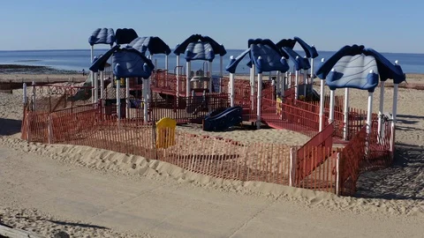 Empty Playground Long Island Beach New York Stock Footage 128297587