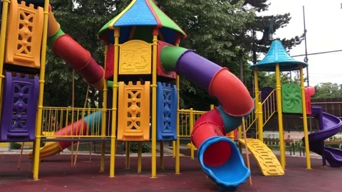 Empty Playground Luna Park Closed Coronavirus Impact Stock-Footage 131302393