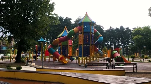 Empty Playground Luna Park Closed Coronavirus Impact Stock Footage 131304126