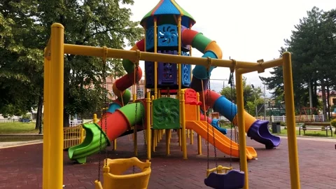Empty Playground Luna Park Closed Coronavirus Impact Stock Footage 131304257