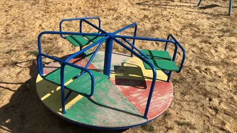 An empty Playground with an old swing. Stock Footage 116468194