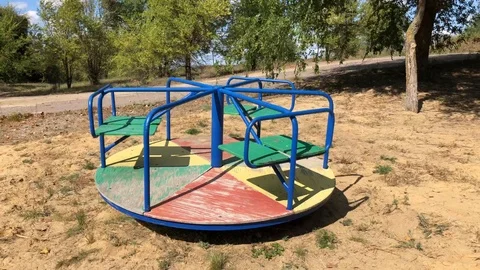 An empty Playground with an old swing. Stock Footage 116468274