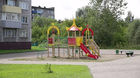 Empty playground in Russia Stock Footage 82008561