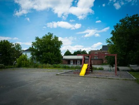 Empty playground in a small US town Stock Photos