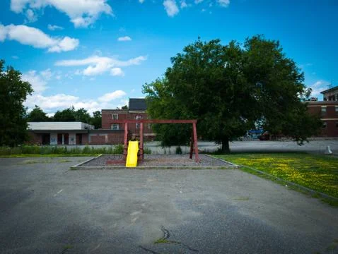 Empty playground in a small US town Foto stock