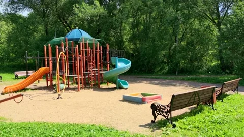 Empty playground in a sunny day Video stock 231341733