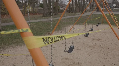 Empty Playground Swing Set Stock Footage 127839441