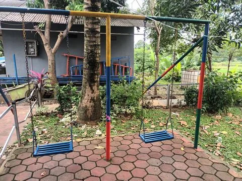 Empty Playground Swings Stock Photos