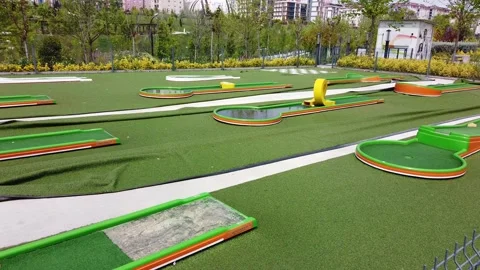 Empty playground with walkways for minigolf. Stock Footage 130190514
