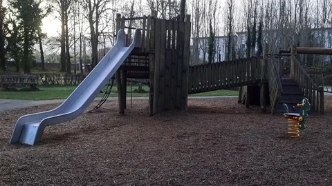 Empty Playground Winter Morning Stock Footage 263885923