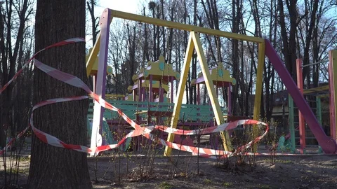 An empty playground without children and parents quarantined  Video stock 126938623