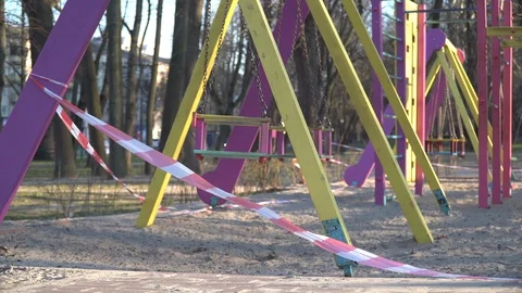 An empty playground without children and parents quarantined in connection with  Stock Footage 126938654
