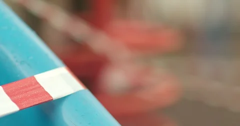 Empty playgrounds covered with a protective tape during quarantine of Stock Footage 128536297