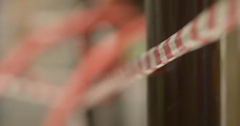 Empty playgrounds covered with a protective tape during quarantine of Stock Footage 128546182