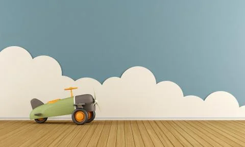 Empty playroom with toy plane Stock Illustration
