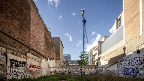 Empty plot in industrial zone barelona Stock Footage 318586990